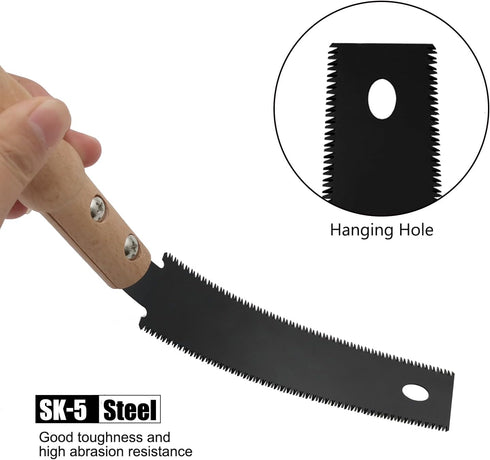 Small Hand Saw, 6 Inch Flush Cut Double-sided Fine Teeth Wood Pull Saw for Woodworking Trim