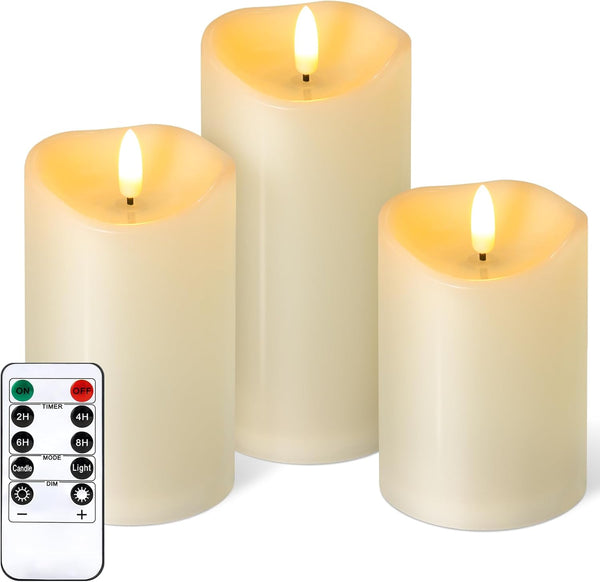NURADA Outdoor Flameless Candles with Remote Timer - Waterproof Realistic Flickering LED