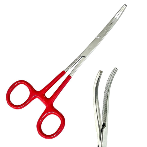 artlab 6.25") German Vinyl Grip Locking Straight & Curved Hemostat -Hemostat Forceps- Stainless Steel Locking Tweezer