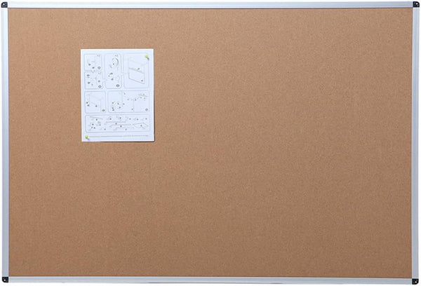 VIZ-PRO Cork Notice Board, 24 X 18 Inches, Silver Aluminium Frame