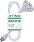 YOJOE White 8 ft Outdoor Extension Cord Multiple Outlets 3 Prong - 16/3 SJTW Waterproof Power Extension Cable