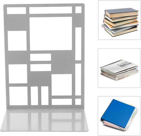NUOBESTY Retro Decorative Iron Bookends for Desk and Shelf Sturdy Pattern Book Holders for Home Office Study Heavy-Duty
