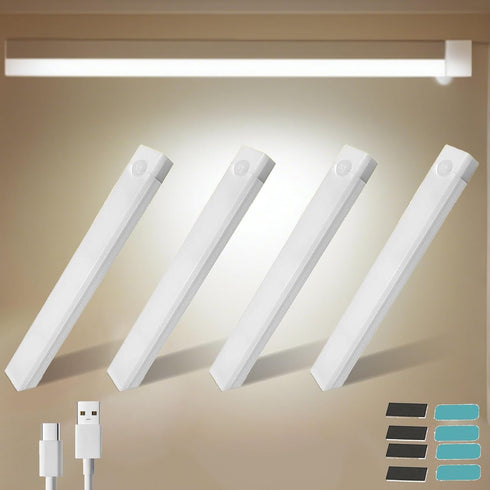 Generic 4 PCS 11.8in Punch-Free Smart Sensor Magnetic Rechargeable Led Lights, Motion Sensor