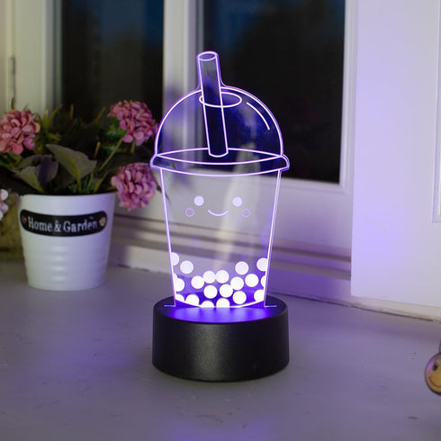 EXIGENT 3D Boba Bubble Milk Tea Acrylic LED Lamp Night Light Flashing Cool (BobaLamp)