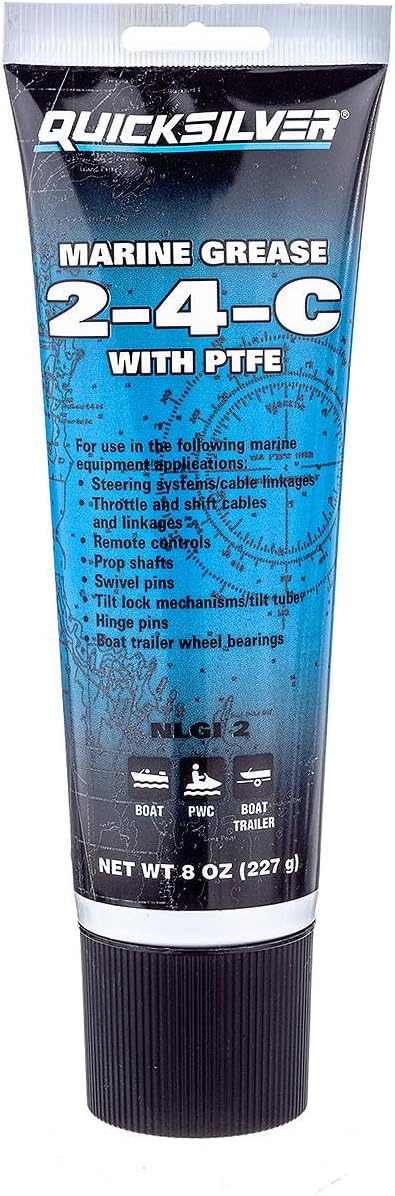 Quicksilver 802859Q1 2-4-C Marine Grease with Teflon, Multi-Purpose Marine Lubricant 8 oz.