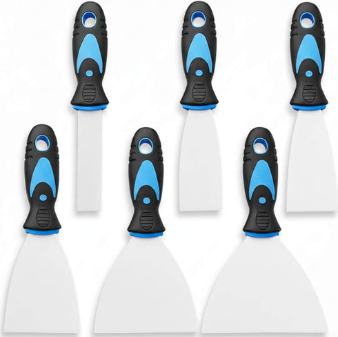 Cnnzdo 6 Pack Putty Knife Set Stainless Steel Spackle & Paint Scrapers (1",