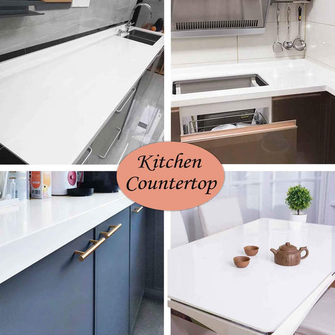 Glossy White Contact Paper for Countertops, 15.8''x78.7'' Removable Waterproof Vinyl Roll for Kitchen Cabinet