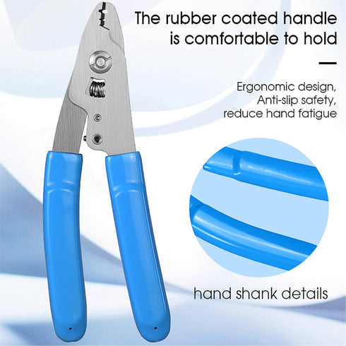2 pcs 3 Hole Fiber Stripper - Stainless Steel CFS-3 Fiber Optic Stripping Tool with 6" Handle, Blue