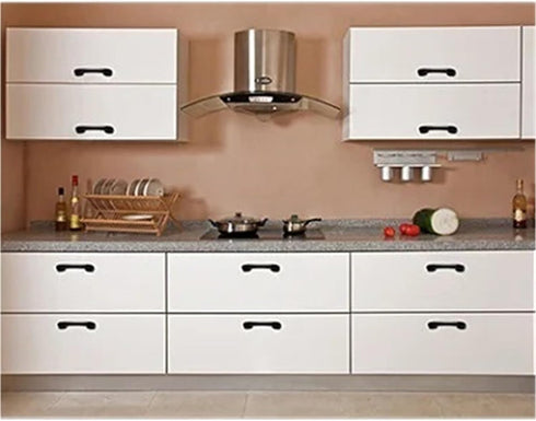 Suojim 10Pcs Closet Kitchen(96mm) Pulls Handles Black Aluminum Alloy Bedside Table Handle Minimalist Cabinet Pulls