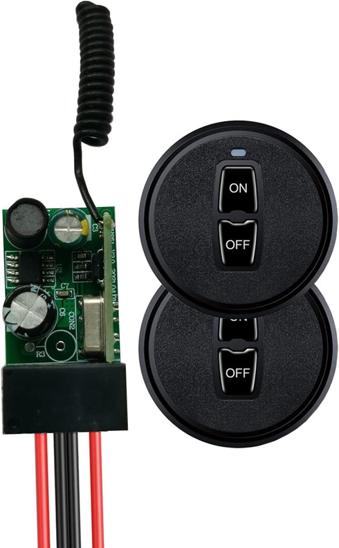 Meskliu 12V 12V/24V/48V/10A 328FT Wireless Mini Remote Control Switch, DC Relay with Long Range, Wireless RF Switch