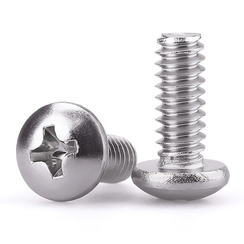 #10-24 x 1 Pan Head Machine Screw - Phillips Drive, 304 Stainless Steel 18-8, Bright Finish, 50 Pcs Fully Threaded