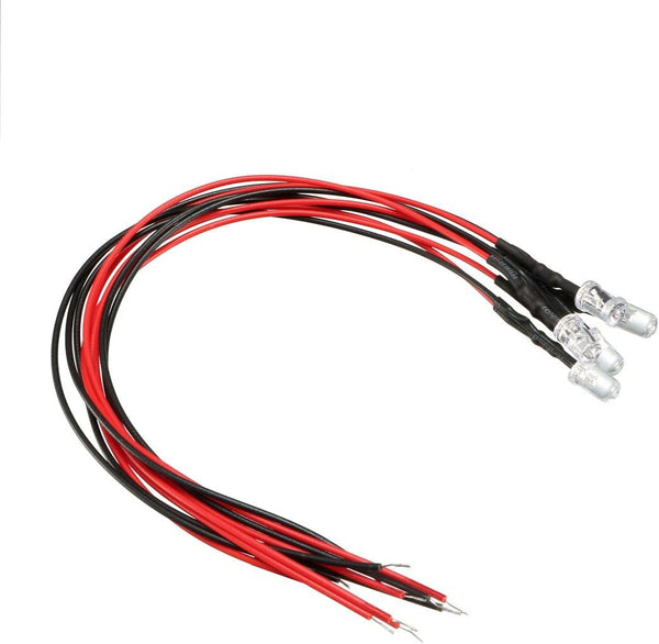 uxcell 5Pcs 5mm Pre Wired LED, White DC9-12V Clear Lens Light Emitting Diodes