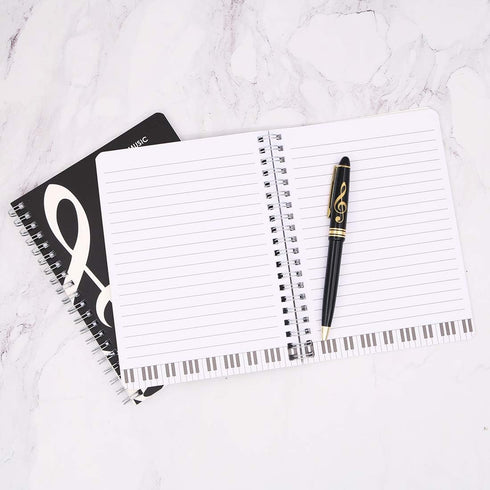 Exquisite 2 in 1 Music Theme Stationery Gift Box Set, Loose Leaf Notebook and Roller Ball Pen for Father's Day