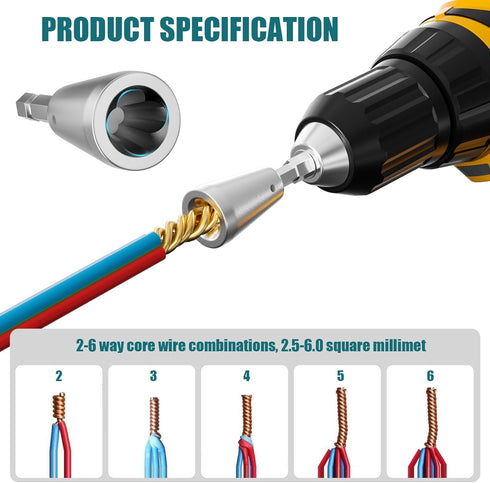 2PCS 6mm 9-22 Wire Twister Tool for Drill, Wire Nut Twister for Electrical Power Drill, Hex Shank Cable Wire Twisting