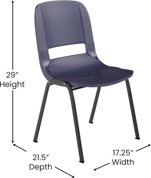 EMMA 15 661 lbs. + OLIVER Apis Heavy Duty Stack Chair - Navy Ergonomic Seat and Back - Powder Coated Frame - Stack High