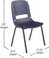 EMMA 15 661 lbs. + OLIVER Apis Heavy Duty Stack Chair - Navy Ergonomic Seat and Back - Powder Coated Frame - Stack High