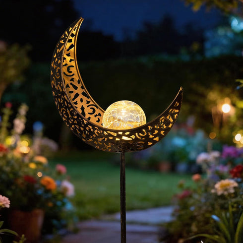 TAKE ME Moon Solar Lights for Women Garden Outdoor Decor Waterproof Metal