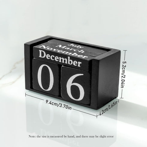 Notakia Wooden Gaobei Desk Blocks Calendar, Perpetual Block Month Date Display, Black Small