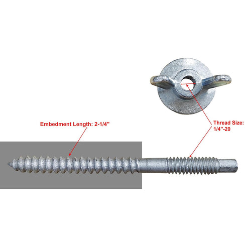Xadnitu 30 Pack 1/4"-20 2-1/4" Set x Hurricane Anchor Kit, Hardware Installation Guide Anchoring for Window Board Panel