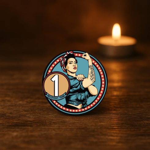 MYRECOVERYSTORE Rosie Recovery AA Medallions - Sobriety Coin with 3rd Step Prayer, Unique Alcoholics Anonymous Gift