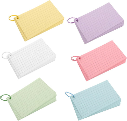 4sets TEHAUX Pre-hole Punched Flash Cards Binder Loose-leaf for Studying Organizing Ideas and Daily Use Blank Cards