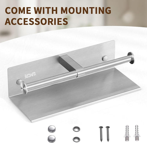 304 YUMORE Toilet Paper Holder, Stainless Steel Bathroom Double Roll Tissue Holder with Shelf, Wall Mounted Washroom