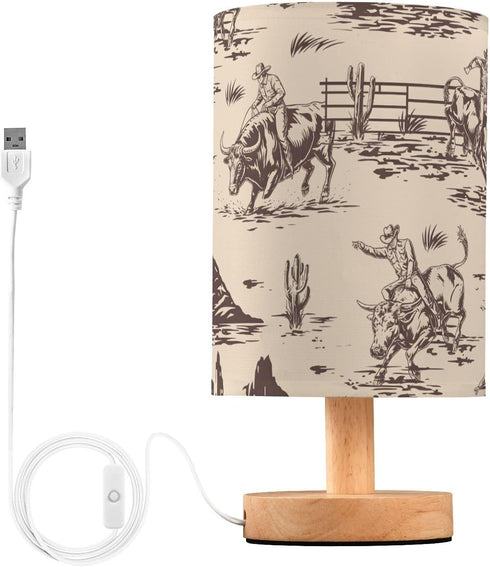 Bedside Lamp West Cactus Cowboy Table Lamp for Bedroom LED Nightstand Lamp