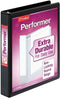 Cardinal 3 Ring Binder, 1 Inch Performer ClearVue Binder, Round Rings, 225-Sheet Capacity, Black (67225)