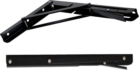 Toirxarn 8" Heavy Duty Black Folding Shelf Brackets, Steel Collapsible Bracket for Wall Mounted Desk, Pack of 2