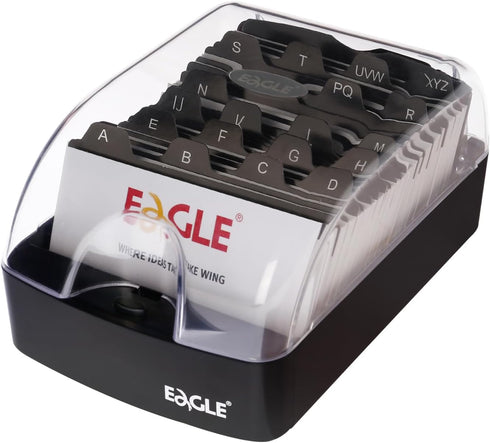 Eagle Business Card Box, Push-Button Storage for up to 350 Cards