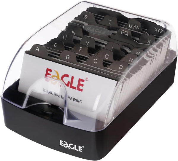 Eagle Business Card Box, Push-Button Storage for up to 350 Cards
