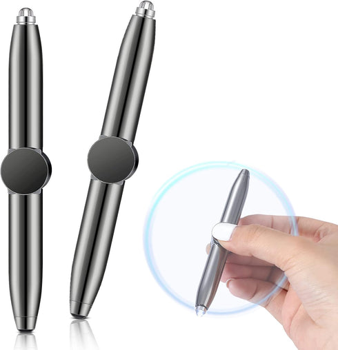 Chinco 2 Pieces Fidget Pen, Spinning Pen with LED Light, Multi-Functional Stress Reducer Gift for Students