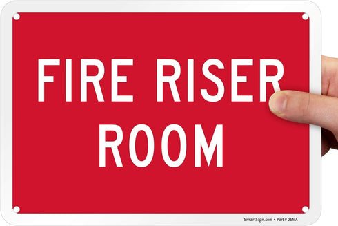 SmartSign K-9709-PL-10 "Fire Riser Room" Sign, 7" x 10" Plastic, White on Red