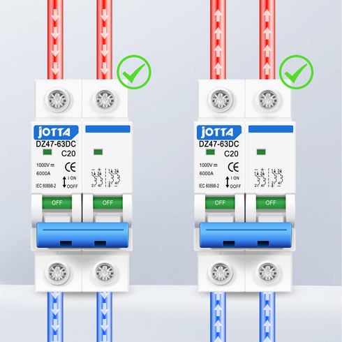 JOTTA DC Miniature Circuit Breaker 2 Poles - 1000V for Solar PV System, Din Rail Installation (2 PCS 20A)