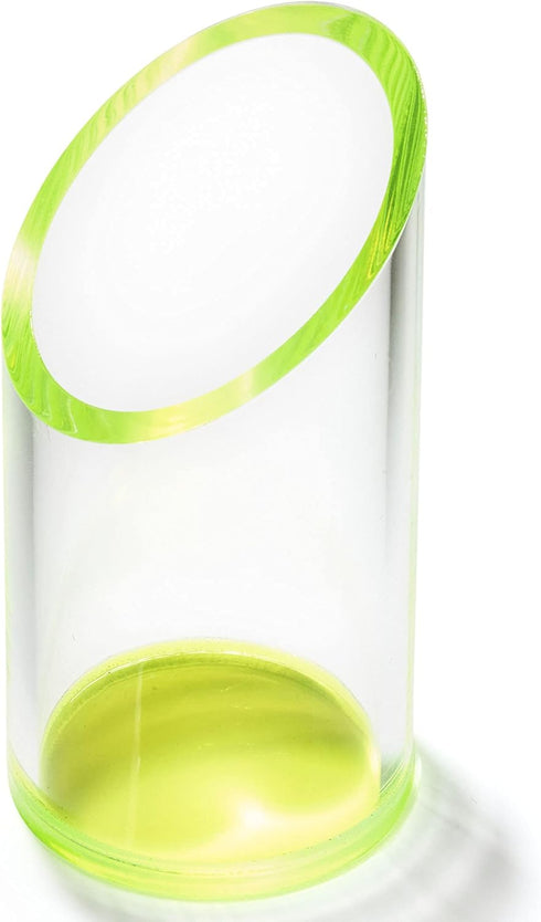OfficeGoods Acrylic Pen & Pencil Holder - Modern Desk Organizer with Contrasting Base & Rim, Neon Green
