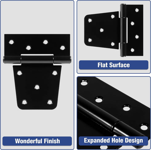 6 Pack 3.5"x 4.5 Inch Fence Gate Hinges Heavy Duty for Wooden Fences Shed Barn Door Hinges Black Exterior Outdoor
