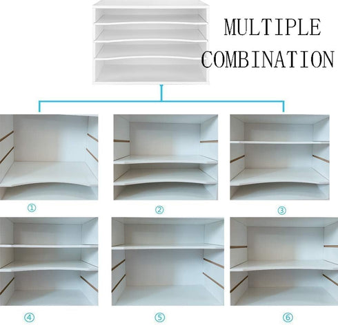EMERIT Wood Desk Paper Organizer, Adjustable Storage Shelves, Office Letter Tray File Sorter