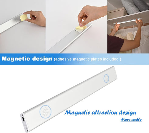 2 Pack, 12" 3 Dimmable 1800 Magnetic Under Cabinet lighting Rechargeable - Color LED, Ultra Slim Battery Powered Motion