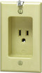 Leviton 688-I 15 Amp, 125 Volt, 1 Gang Recessed Single Receptacl, Ivory