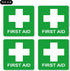 dealzEpic First Aid Decal Sign - Self Adhesive Waterproof Vinyl Sticker (3.94x3.94 inches, Pack of 4)