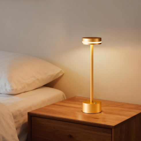 4000mAh 3000K Gold Modern Cordless Table Lamp Rechargeable, Aluminum Touch Lamp & Battery Operated, LED Table Lamps