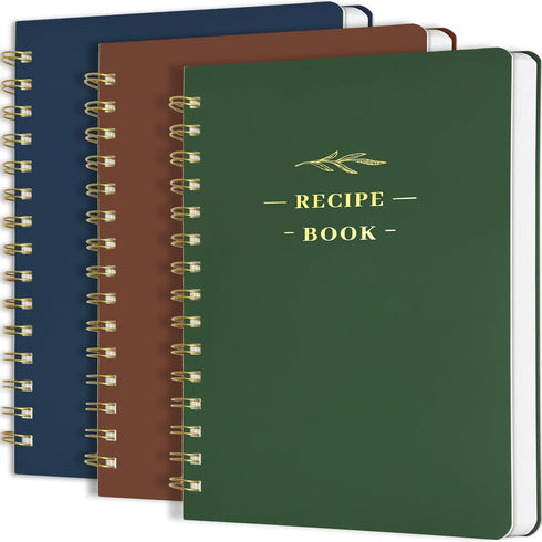 Perfect Blank Recipe Book: Hardcover Personal Recipe Notebook to Write in 144 Exclusive Recipes (Set of 3 Colors)