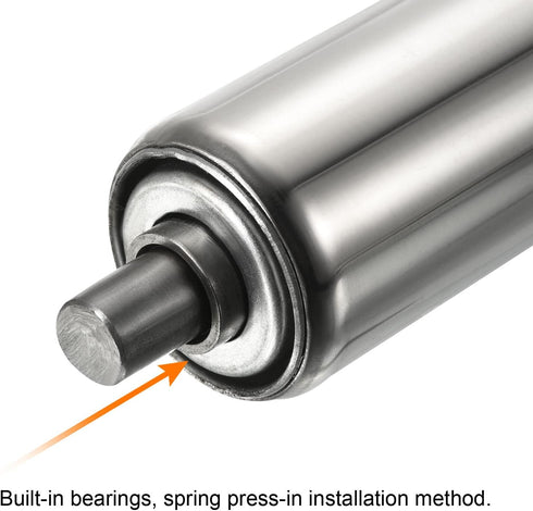 PATIKIL Conveyor Roller - 1.5" Diameter, 8" Length, 2 Pack Stainless Steel Gravity Transmission Replacement Part,