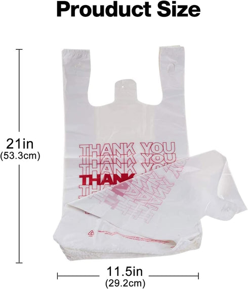 100 11.5" 6.25" 21", 15mic, 0.6 TashiBox Ct plastic bags/Shopping Bags/Thank You Bags/Reusable and Disposable Grocery