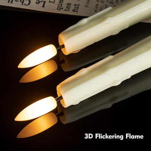 Real Wax Flameless Taper Candles with Remote, 9.6 Inches LED Window Candles, Set of 2 for Christmas Decor (Ivory)