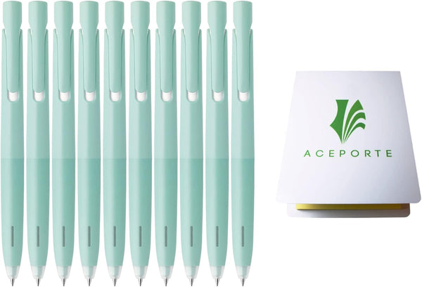 Zebra Blen Retractable Ballpoint Pen, 10 Pack (0.5mm Fine Point, Black Ink/Mint Green Body), Sticky Notes Value Set
