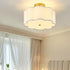 13.3"Semi 3-Light Flush Mount Ceiling Light Fixture, Modern Close to Ceiling Light With Fabric Flower-Shaped Shade