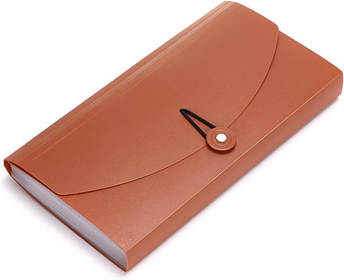 BTSKY Expanding File Folder - 13 Pockets Small Accordion File Folder, Expandable Card Ticket Holder, Brown