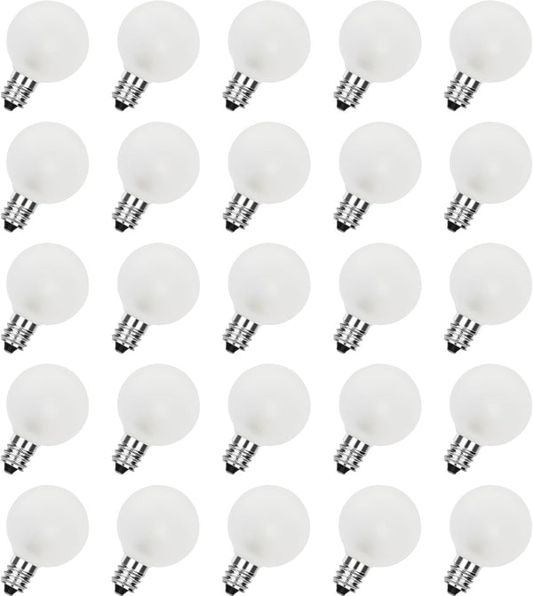25 Pack G40 Frosted Replacement Bulbs, 5W Globe Light Bulbs, E12 Candelabra Base, 2200K Warm White for Outdoor