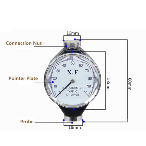 Hardness Tester Meter: Shore Type A/O/D Rubber Tire Durometer Hardness Tester Meter 0-100